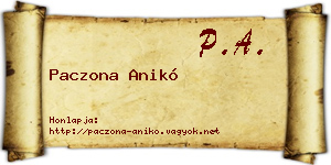 Paczona Anikó névjegykártya